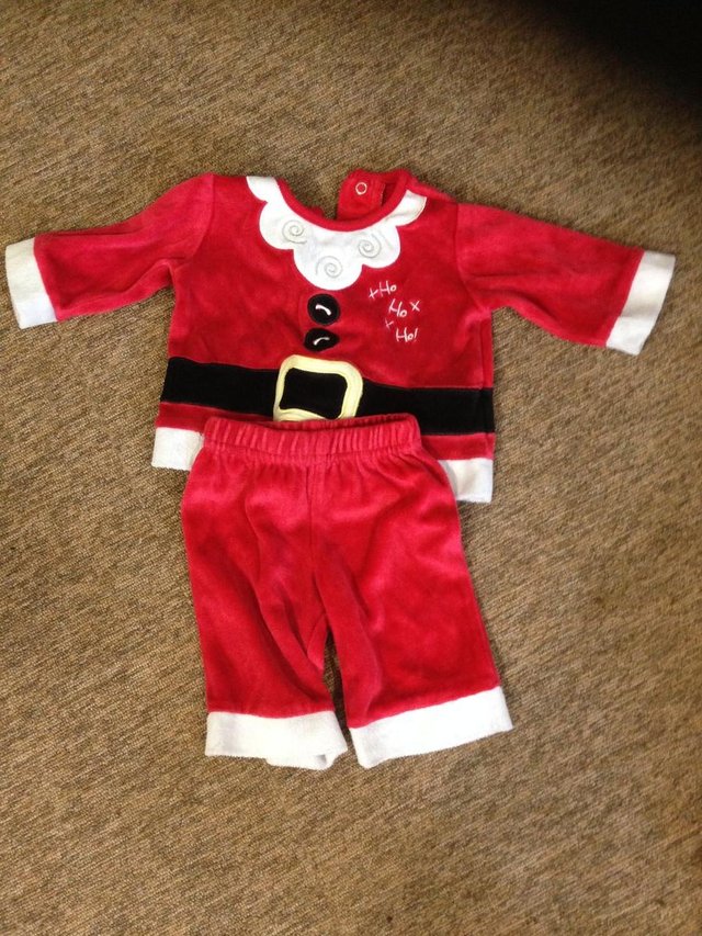 Preview of the first image of Baby Santa outfit and Rudolph slippers.
