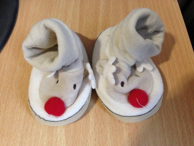 Image 2 of Baby Santa outfit and Rudolph slippers