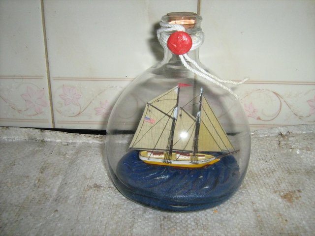 Image 3 of SHIPS IN BOTTLES..THE MAYFLOWER & THE HERITAGE & LIFEBOAT