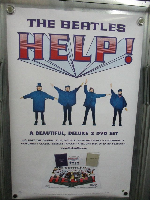 Preview of the first image of Beatles "Help" Original DVD Double Sided Promo Poster.