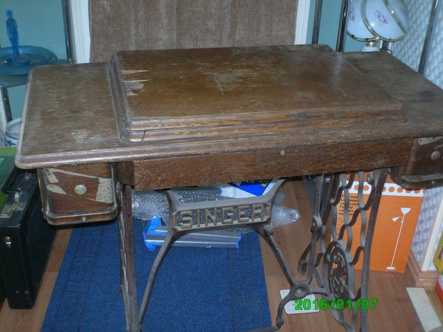 Image 3 of Singer Sewing m/c set on antique Treddle.