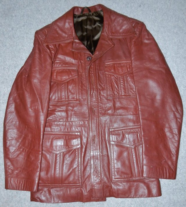 Image 2 of Leather SAFARI style leather coat in rich deep tan