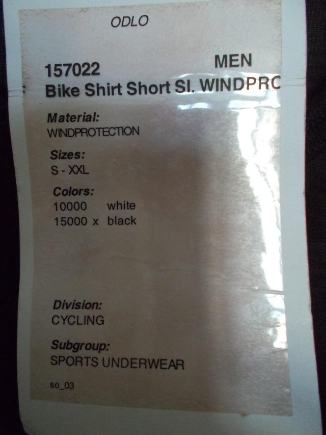 Image 2 of New Odlo wind protection Cycling shirt size L