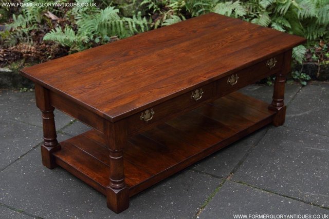 Image 10 of TITCHMARSH & GOODWIN STYLE OAK POT BOARD COFFEE TABLE STAND