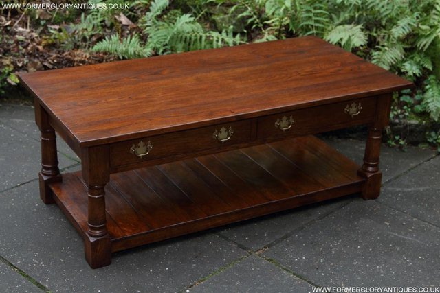 Image 19 of TITCHMARSH & GOODWIN STYLE OAK POT BOARD COFFEE TABLE STAND