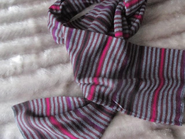 Preview of the first image of PURPLE STRIPED MENS SCARF UNWORN NO TAGS MARKS AND SPENCER.