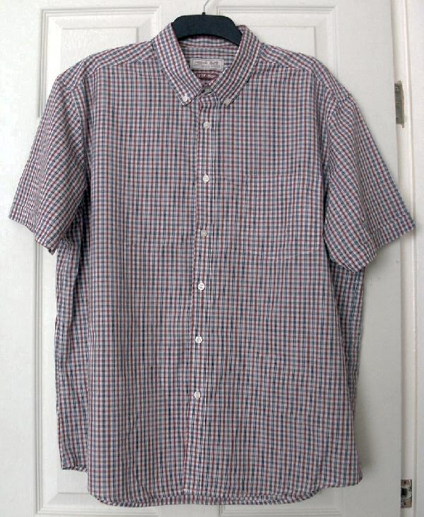 Preview of the first image of Mens Burgundy/Navy Check Shirt By Tu At Sainsburys - Sz XXL.