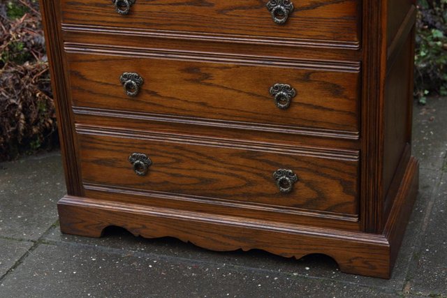 Image 18 of OLD CHARM JAYCEE LIGHT OAK TALL BOY CHEST OF DRAWERS STAND