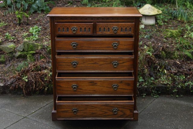 Image 23 of OLD CHARM JAYCEE LIGHT OAK TALL BOY CHEST OF DRAWERS STAND