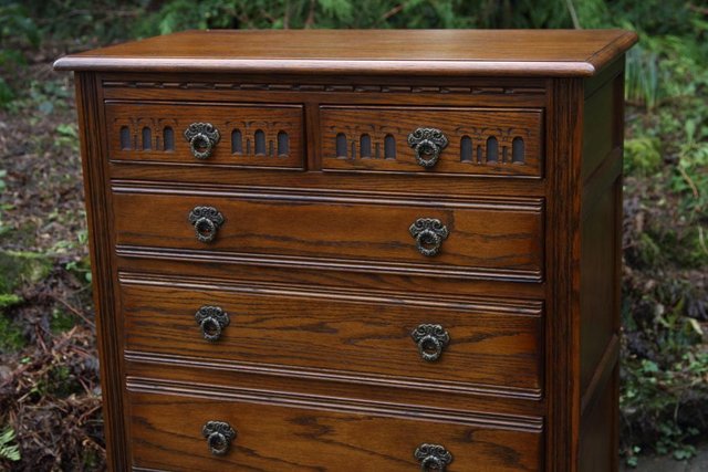 Image 28 of OLD CHARM JAYCEE LIGHT OAK TALL BOY CHEST OF DRAWERS STAND