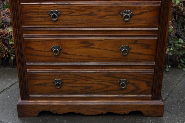 Image 45 of OLD CHARM JAYCEE LIGHT OAK TALL BOY CHEST OF DRAWERS STAND