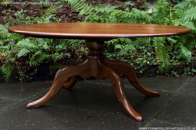 Image 3 of ERCOL ELM OVAL SIDE LAMP PHONE TEA WINE COFFEE TABLE STAND