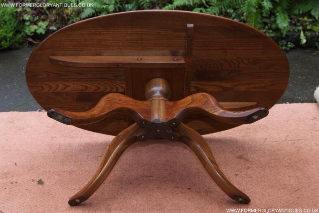 Image 6 of ERCOL ELM OVAL SIDE LAMP PHONE TEA WINE COFFEE TABLE STAND
