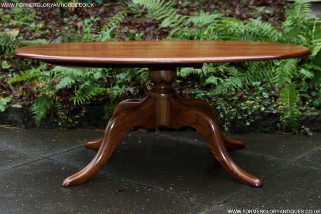 Image 9 of ERCOL ELM OVAL SIDE LAMP PHONE TEA WINE COFFEE TABLE STAND