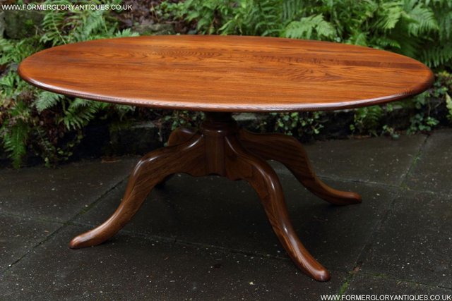Image 12 of ERCOL ELM OVAL SIDE LAMP PHONE TEA WINE COFFEE TABLE STAND