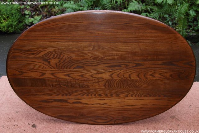 Image 15 of ERCOL ELM OVAL SIDE LAMP PHONE TEA WINE COFFEE TABLE STAND