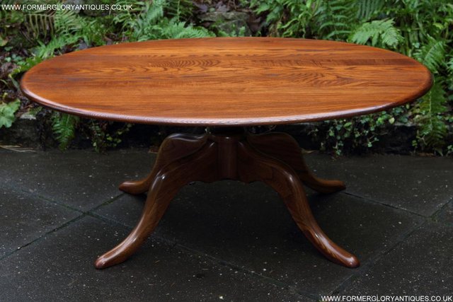 Image 20 of ERCOL ELM OVAL SIDE LAMP PHONE TEA WINE COFFEE TABLE STAND