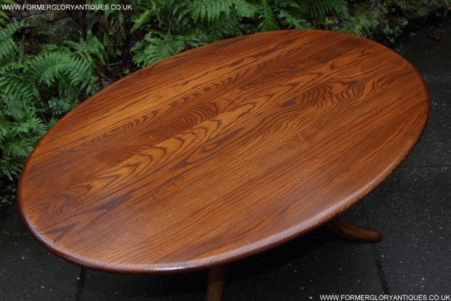 Image 21 of ERCOL ELM OVAL SIDE LAMP PHONE TEA WINE COFFEE TABLE STAND