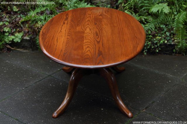Image 23 of ERCOL ELM OVAL SIDE LAMP PHONE TEA WINE COFFEE TABLE STAND