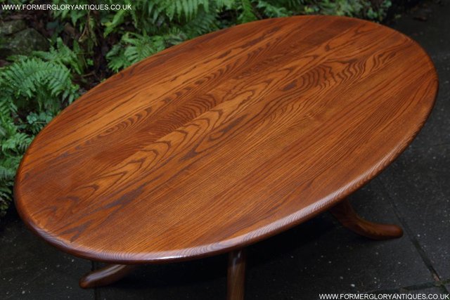 Image 24 of ERCOL ELM OVAL SIDE LAMP PHONE TEA WINE COFFEE TABLE STAND