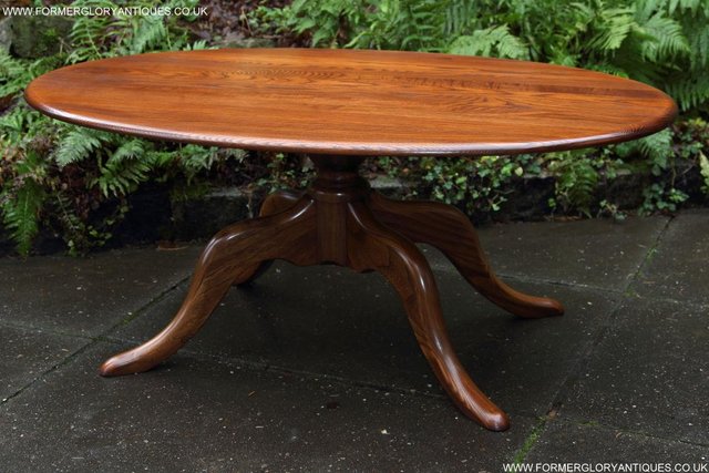 Image 28 of ERCOL ELM OVAL SIDE LAMP PHONE TEA WINE COFFEE TABLE STAND