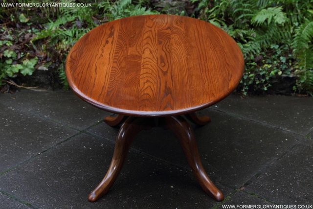 Image 32 of ERCOL ELM OVAL SIDE LAMP PHONE TEA WINE COFFEE TABLE STAND