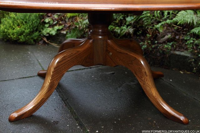 Image 33 of ERCOL ELM OVAL SIDE LAMP PHONE TEA WINE COFFEE TABLE STAND
