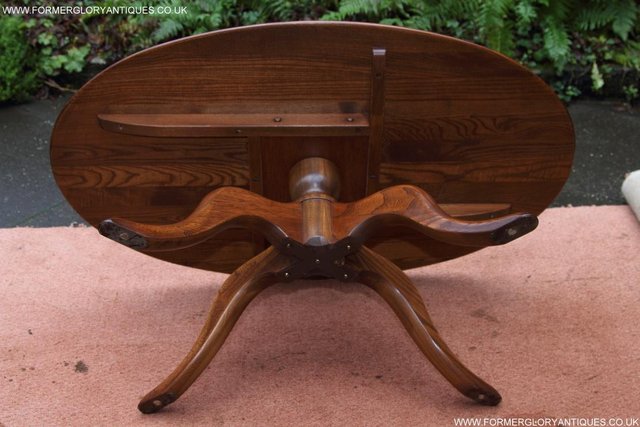 Image 34 of ERCOL ELM OVAL SIDE LAMP PHONE TEA WINE COFFEE TABLE STAND