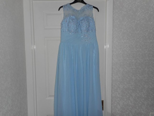 Preview of the first image of ize 8 - Pale blue chiffon dress- perfect for a bridesmaid or.
