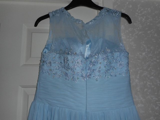 Image 3 of ize 8 - Pale blue chiffon dress- perfect for a bridesmaid or