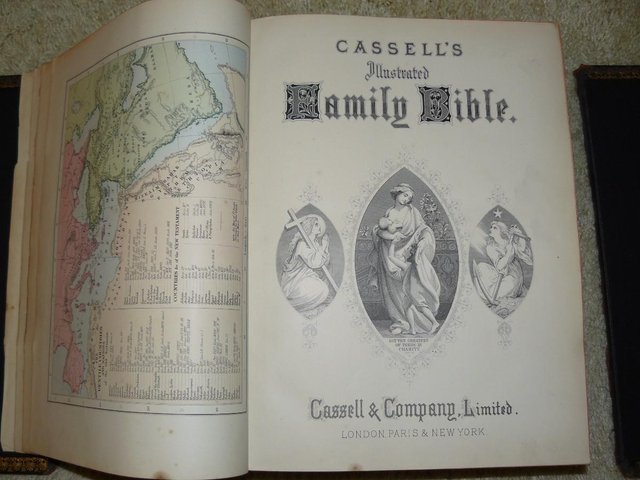 Preview of the first image of Cassell's Illustrated Family Bible c1880 Leather/brass bound.