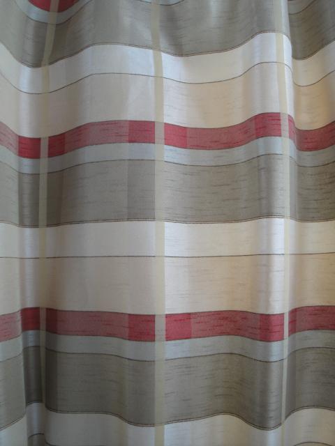 Preview of the first image of Wanted Belfield Savoy Gold Red Cream Striped Curtains.