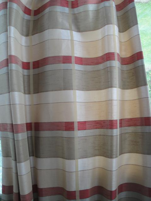 Image 2 of Wanted Belfield Savoy Gold Red Cream Striped Curtains