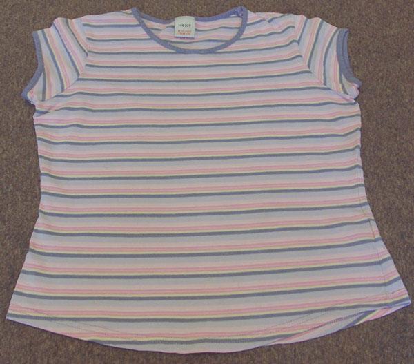 Preview of the first image of GIRLS LILAC & PINK STRIPE TOP BY NEXT - AGE 9 YRS.