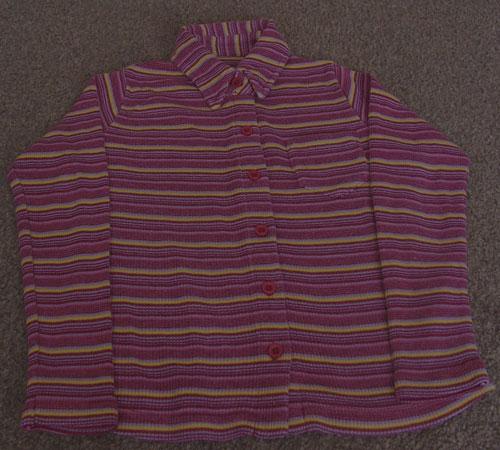 Preview of the first image of GIRLS MULTICOLOURED STRIPED LONG SLEEVE TOP - AGE 3/4 YRS.