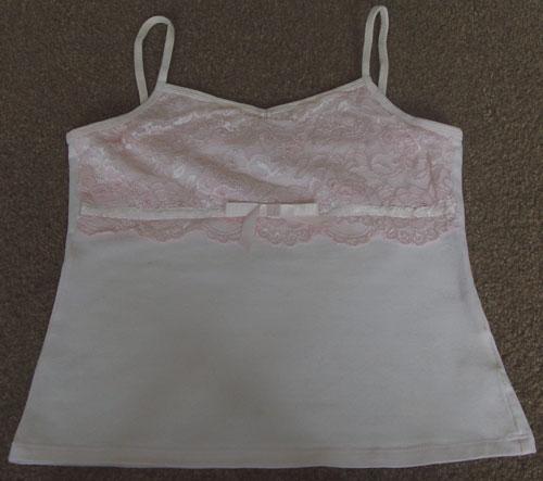 Preview of the first image of PRETTY GIRLS PINK TOP WITH LACE & SEQUIN DETAIL - AGE 8/9 YR.