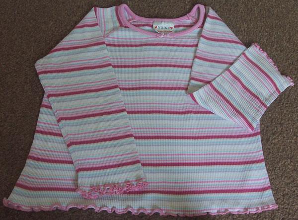 Preview of the first image of LITTLE GIRLS PINK STRIPE SUMMER TOP BY NEXT - AGE 4 YRS.
