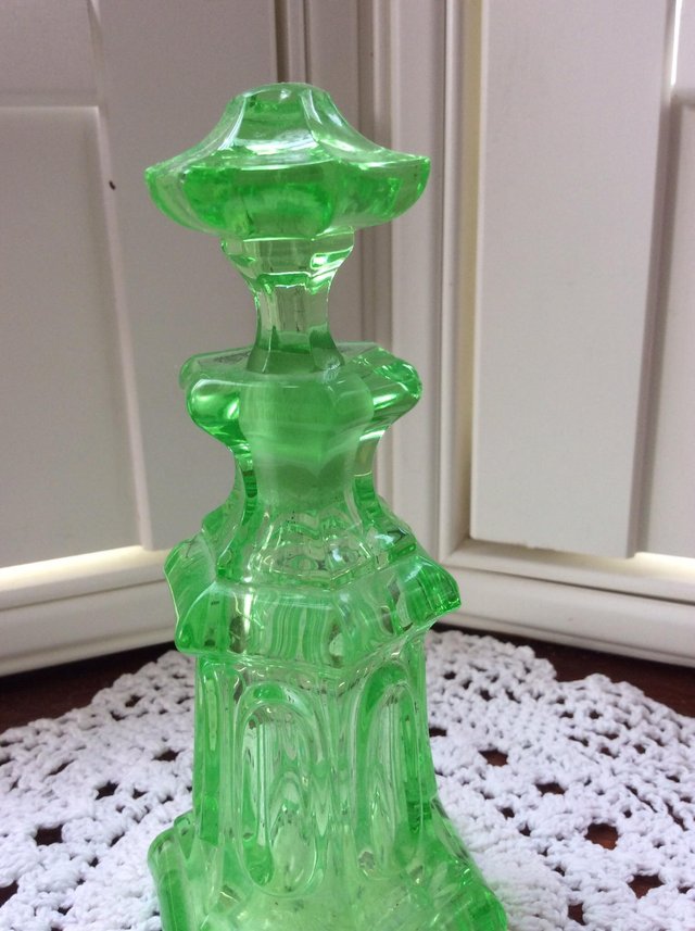 Image 2 of Vintage green glass perfume bottle