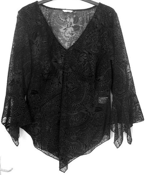 Preview of the first image of GORGEOUS BLACK HANDKERCHIEF TOP BY RED HERRING - SZ 14.