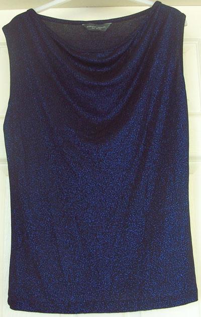 Preview of the first image of PRETTY LADIES BLUE GLITTER TOP BY DOROTHY PERKINS - SZ 14.