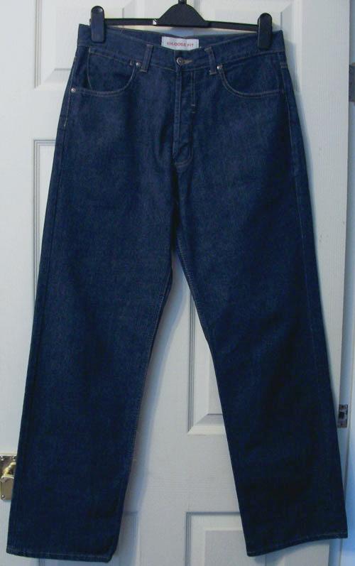 Preview of the first image of MENS BLUE DENIM LOOSE FIT JEANS BY NEXT - SZ 32R.