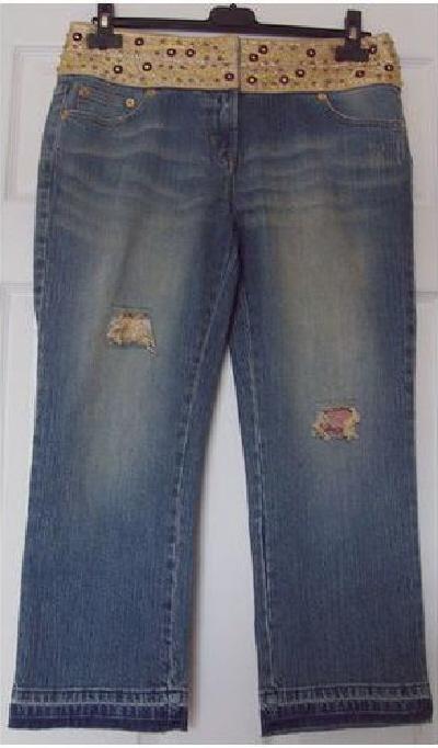 Preview of the first image of LADIES CROP JEANS WITH EMBROIDERED WAISTBAND BY NEXT - SZ 12.