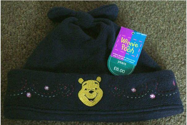 Preview of the first image of BNWT FLEECE NAVY BLUE WINNIE THE POOH HAT AGE 1-2 YRS.