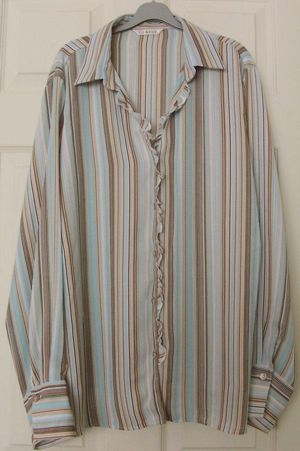 Preview of the first image of LOVELY LADIES STRIPE BLOUSE BY GEORGE - SZ 22.