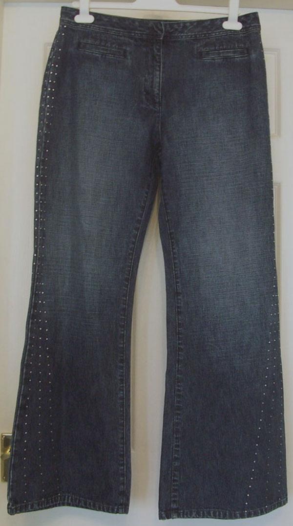 Preview of the first image of LADIES DENIM FLARED JEANS WITH STUD DETAIL BY NEXT - SZ 14R.