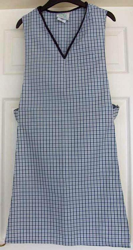 Preview of the first image of LADIES GOOD QUALITY NAVY BLUE CHECK TABARD - MEDIUM OR SMALL.