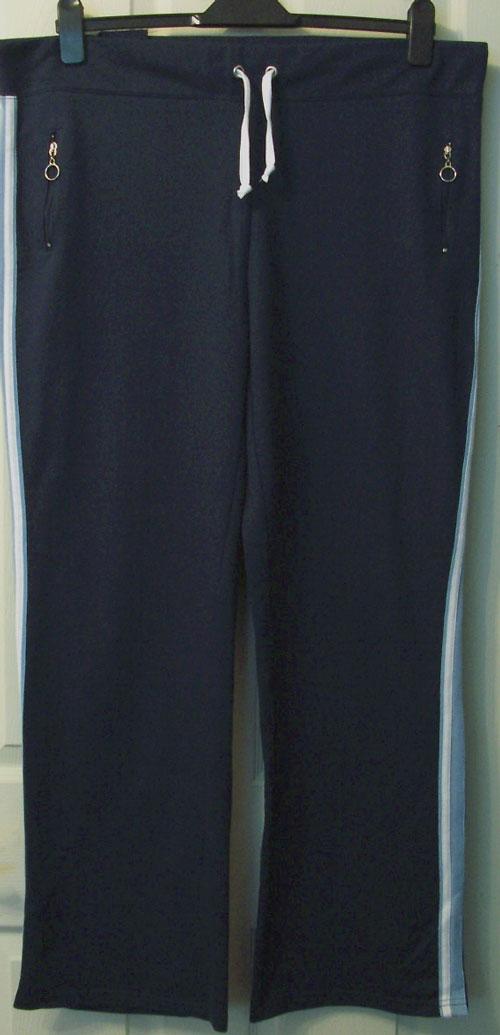 Preview of the first image of LADIES NAVY BLUE TRACKSUIT BOTTOMS BY ACTIVE - SZ 20/22.