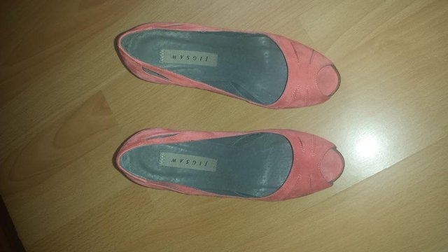 Image 2 of Jigsaw coral suede platform shoes brand new