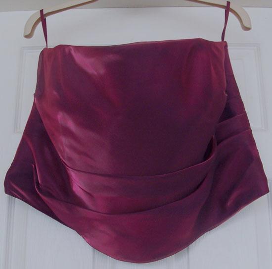 Preview of the first image of BEAUTIFUL BURGUNDY SATIN LOOK BUSTIER BY ANN HARVEY - SZ 26.