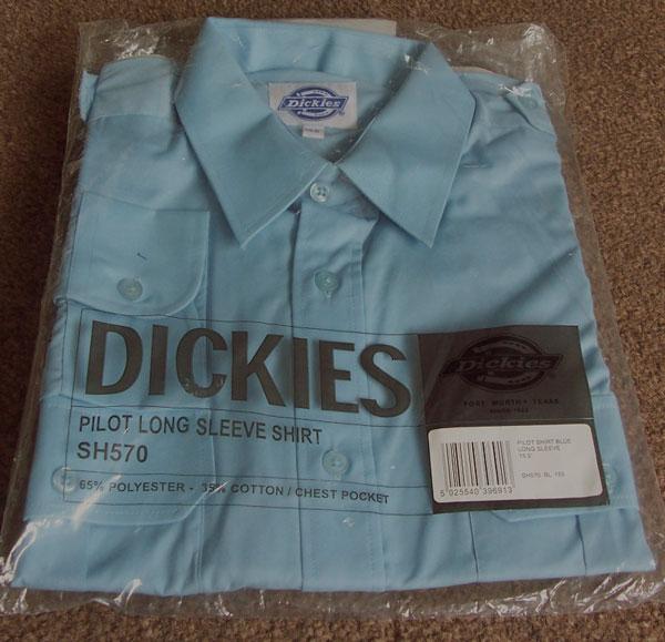 Preview of the first image of NEW MEN'S BLUE LONG SLEEVE SHIRT BY DICKIES - 15.5" COLLAR.